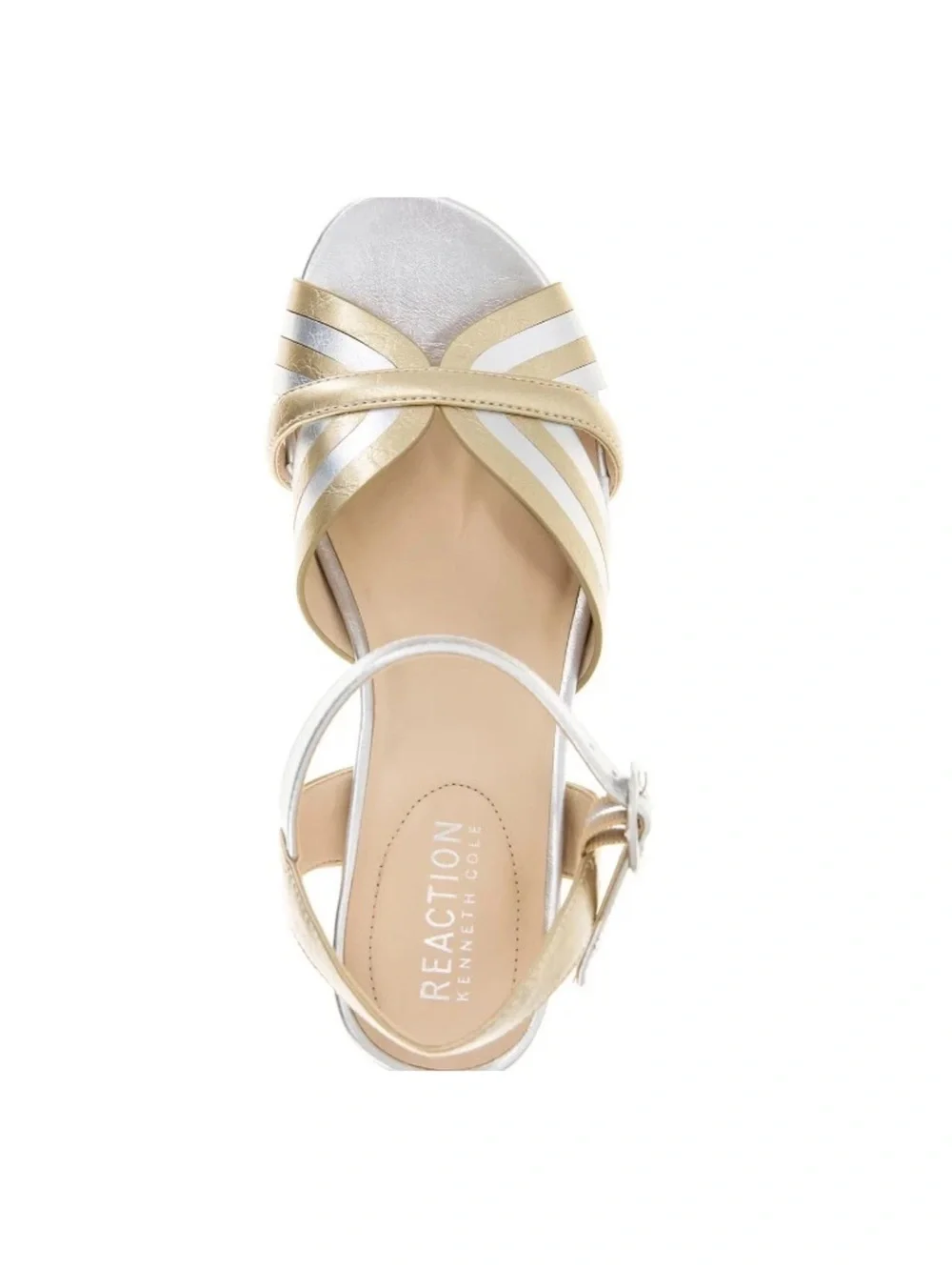 Kenneth Cole Metallic Gold and Silver Espadrille Wedge Sandals 8.5